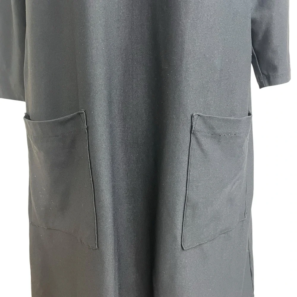 Judy P black A-line V neck dress with 3/4 sleeves medium - Picture 5 of 12